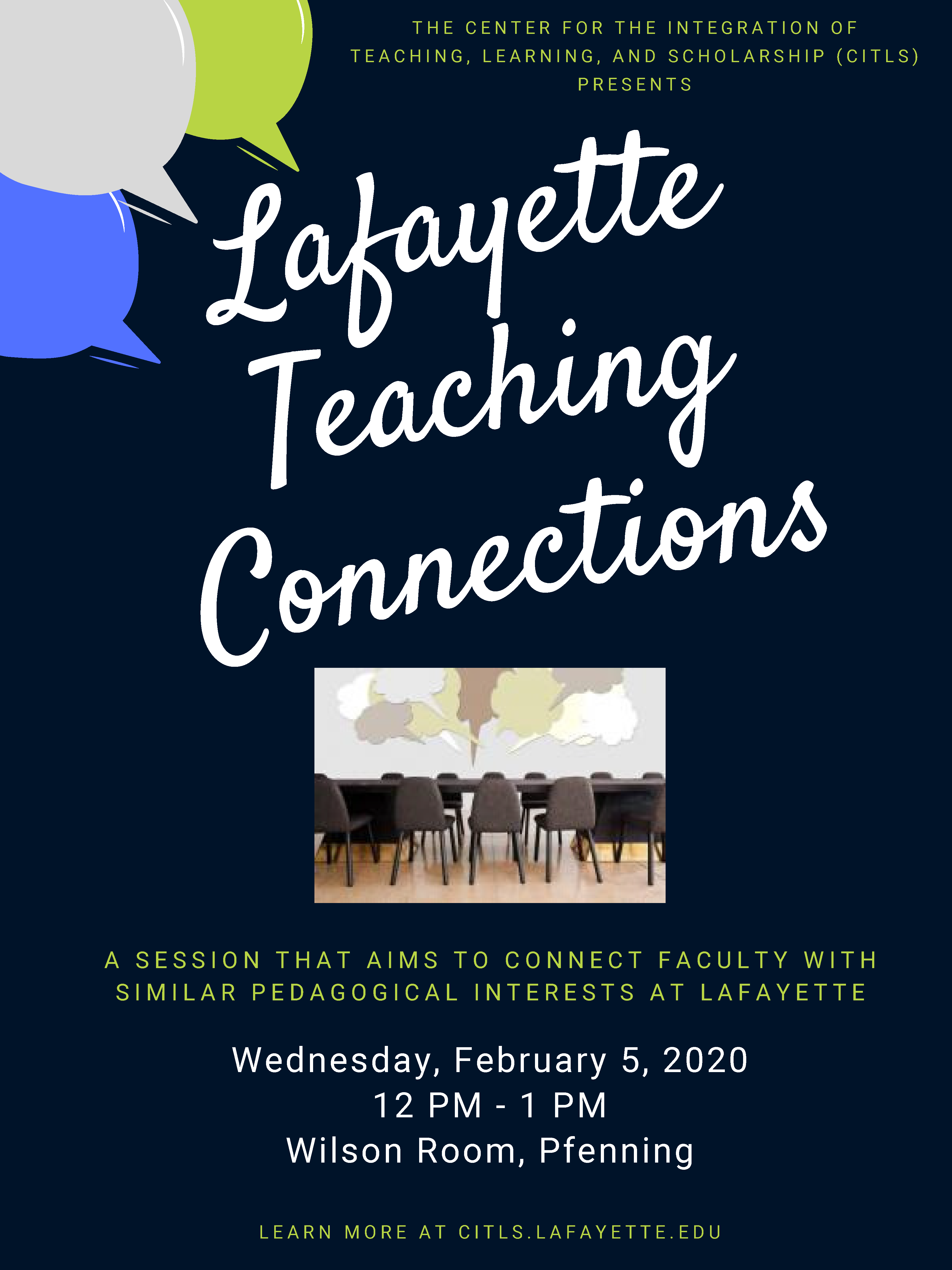An event flyer with information about Lafayette Teaching Connections