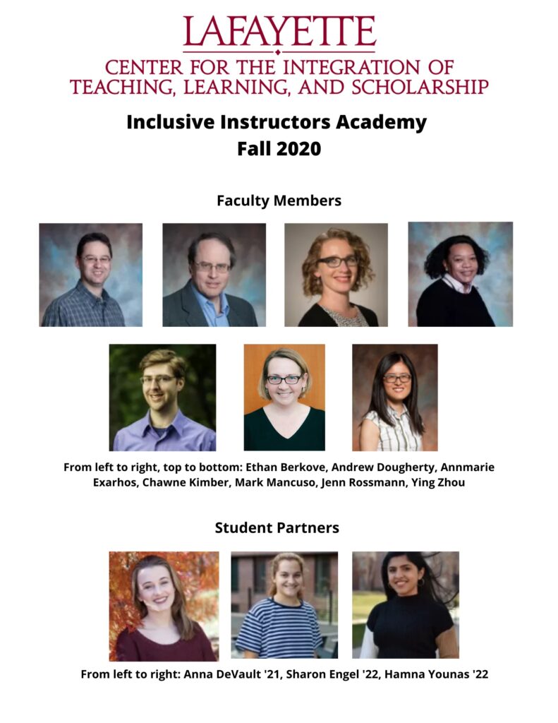 Inclusive Instructors Academy Fall 2020 Cohort