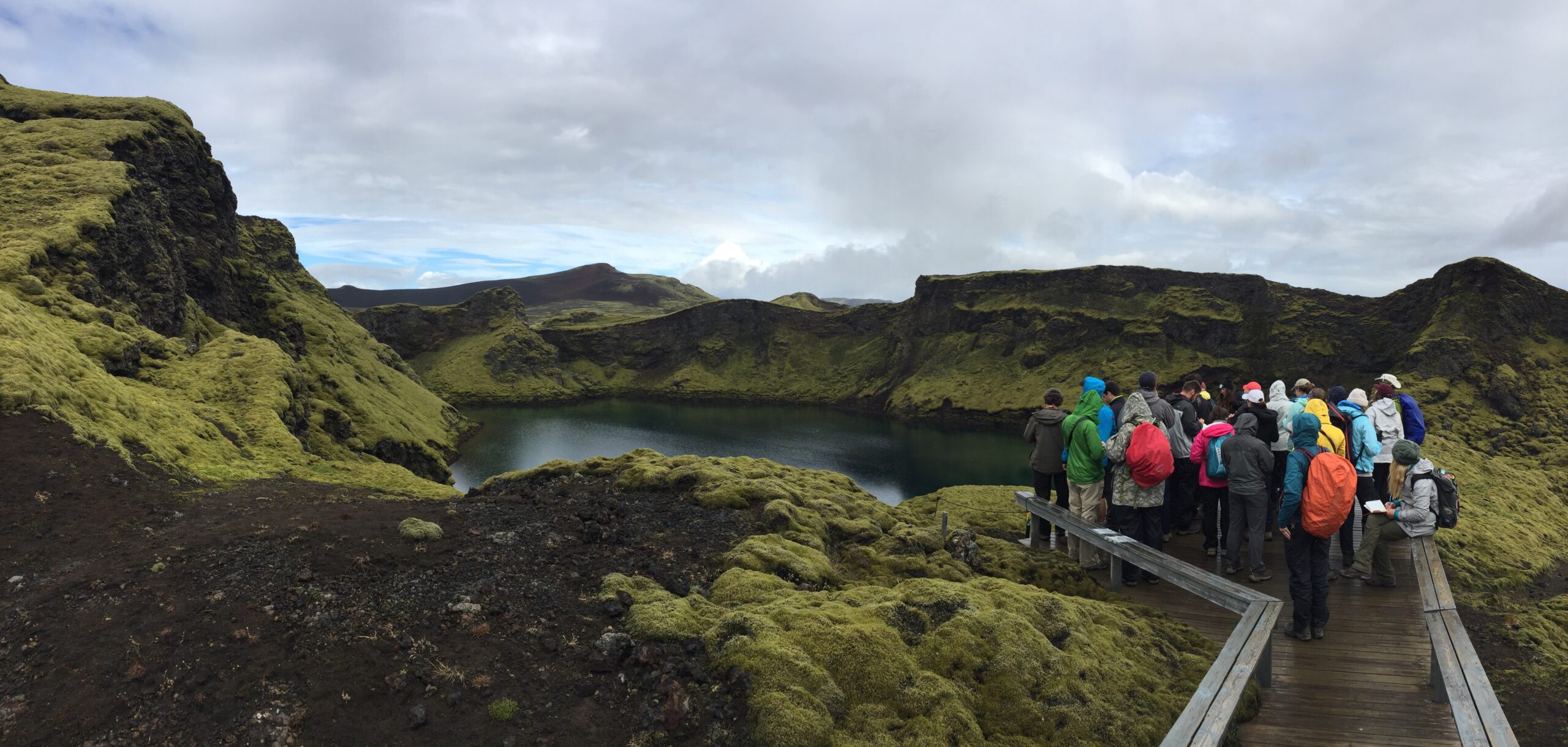 Lafayette students studying a landscape in central Iceland.