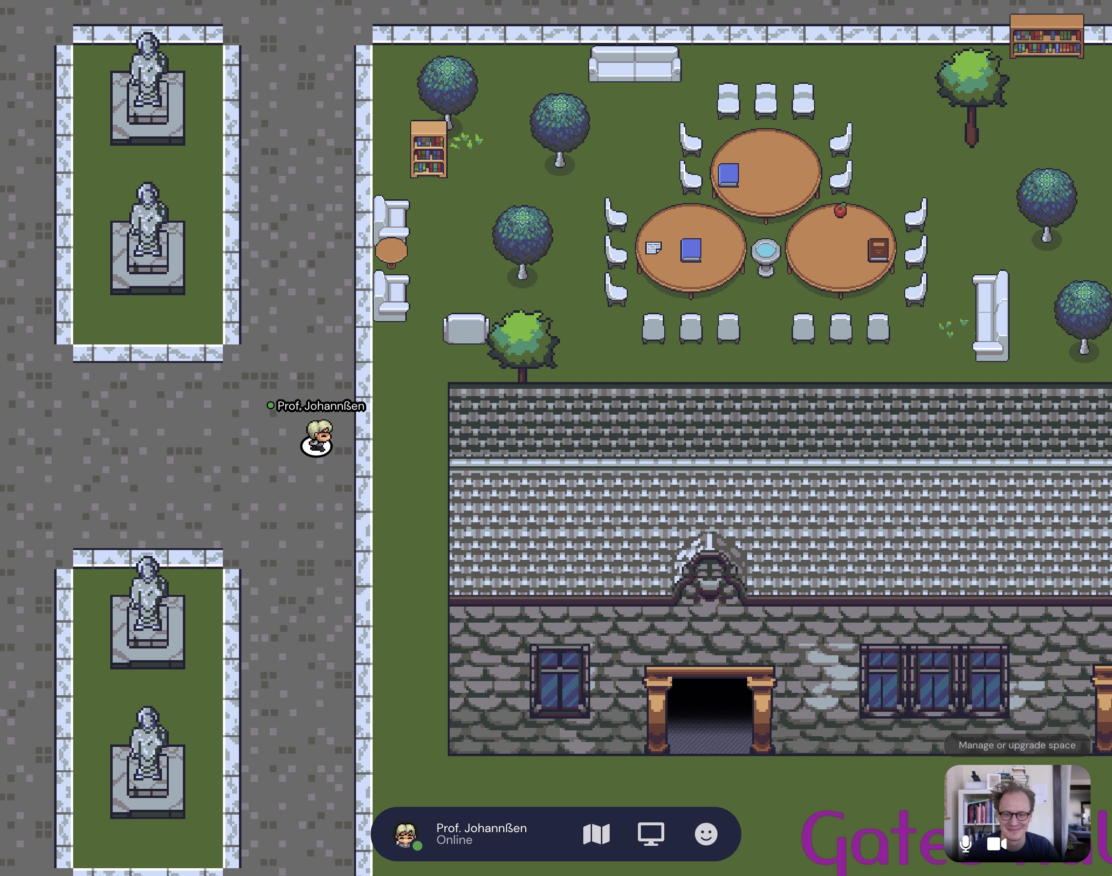 a screenshot of Professor Johannssen's virtual gather town