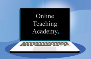 Laptop screen with Online teaching academy logo