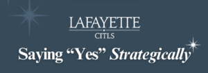 CITLS Logo with the text "saying yes strategically" below it. stars surround the logo and text.